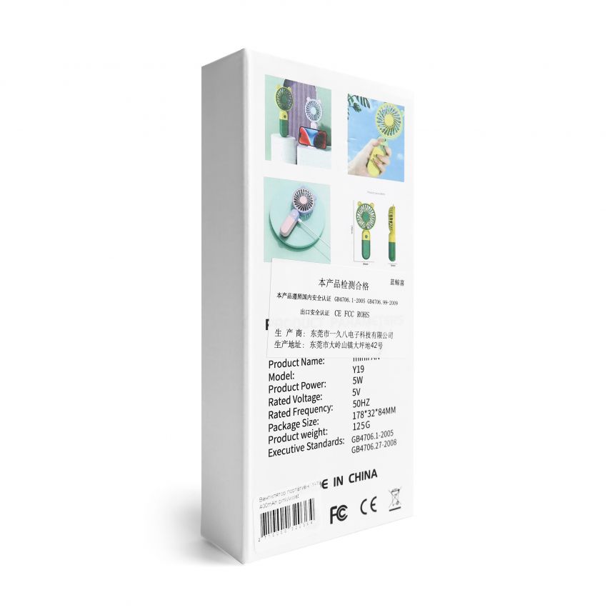 Портативний вентилятор Y-19 400mAh blue/pink