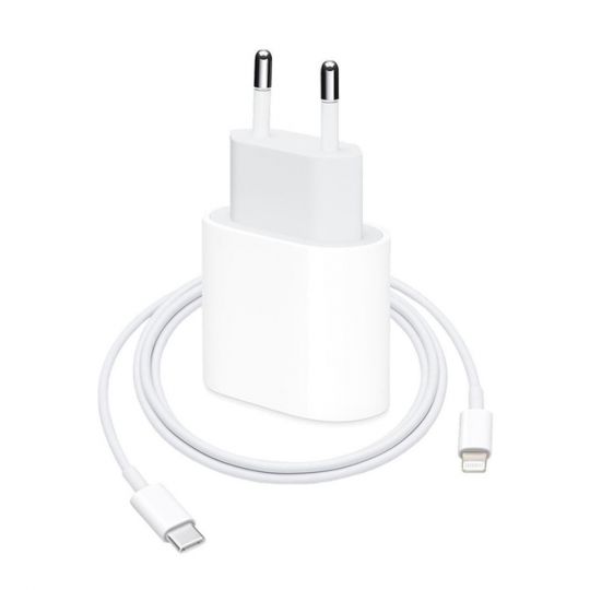 Сетевое зарядное устройство (адаптер) для Apple iРhone A2347 PD / 20W + Data Cable Type-C to Lightning white High Quality carton box logo - купить за 398.70 грн в Киеве, Украине
