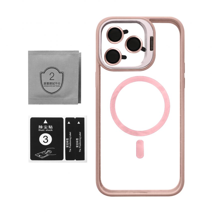 Чехол с функцией MagSafe для Apple iPhone 14 Pro Max с подставкой и защитой для камер pink (10)