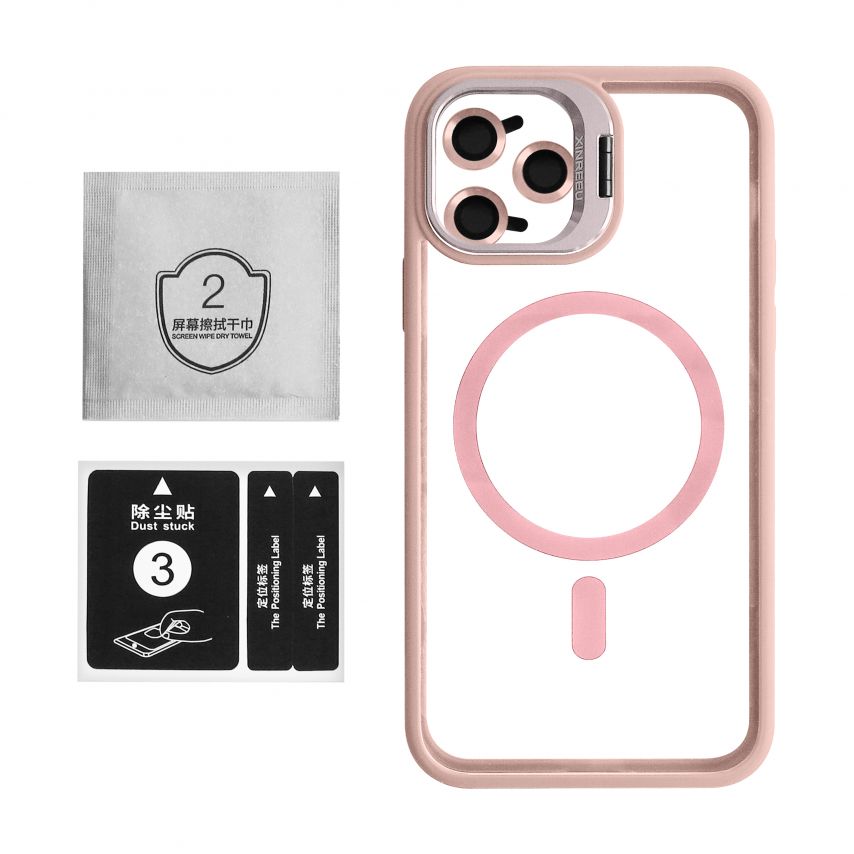 Чохол з функцією MagSafe для Apple iPhone 11 Pro Max з підставкою та захистом для камер pink (10)