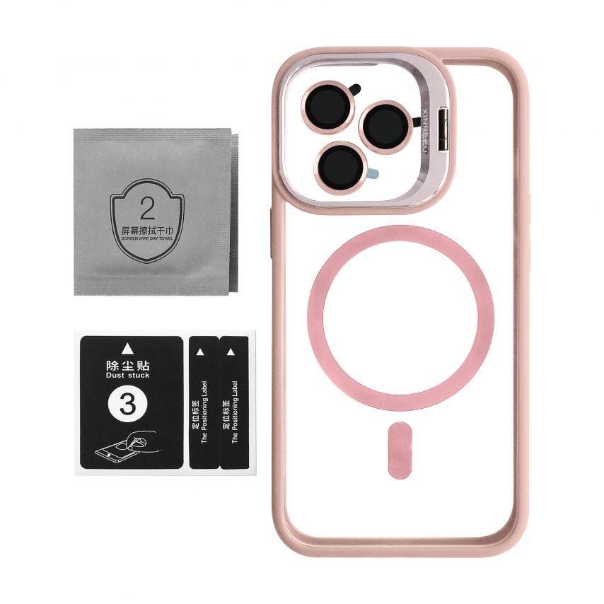 Чехол с функцией MagSafe для Apple iPhone 13 Pro с подставкой и защитой для камер pink (10)