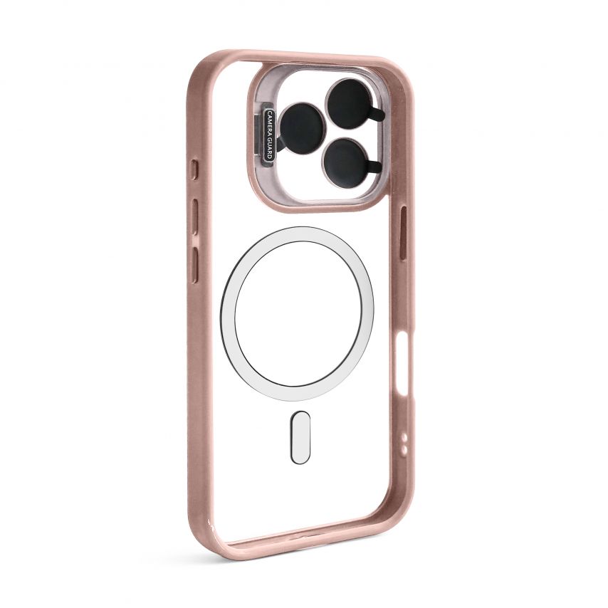 Чехол с функцией MagSafe для Apple iPhone 15 Pro с подставкой и защитой для камер pink (10)
