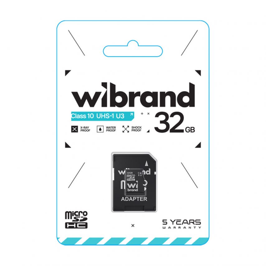 Карта пам'яті Wibrand MicroSDHC 32GB UHS-I Class 10 + SD-адаптер