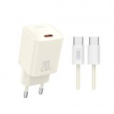 Сетевое зарядное устройство (адаптер) 2в1 XO L146 PD_20W + Data Cable Type-C to Type-C beige