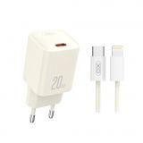 Сетевое зарядное устройство (адаптер) 2в1 XO L146 PD_20W + Data Cable Type-C to Lightning beige