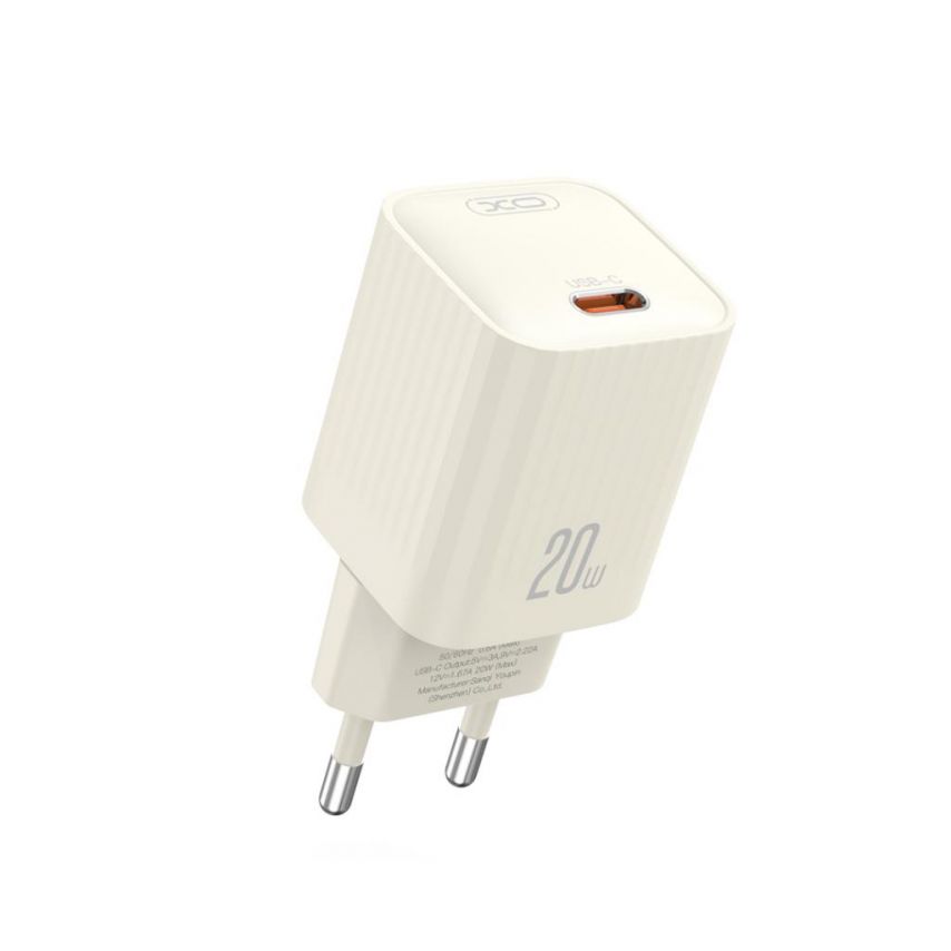 Сетевое зарядное устройство (адаптер) 2в1 XO L146 PD_20W + Data Cable Type-C to Lightning beige