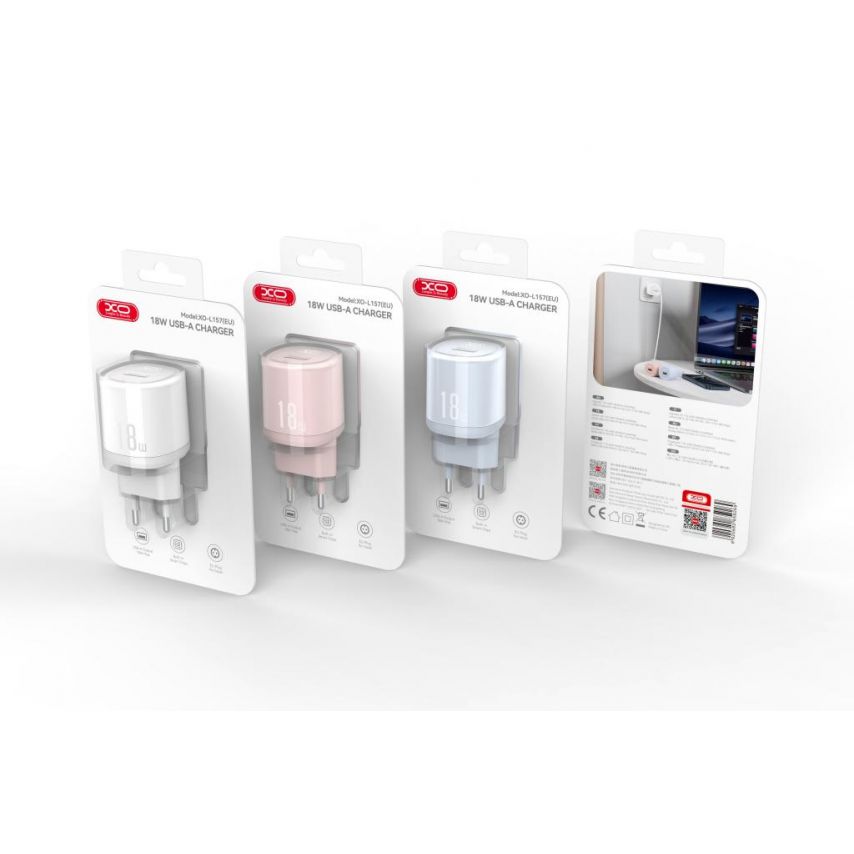 Сетевое зарядное устройство (адаптер) XO L157 1USB / QC3.0 / 18W white