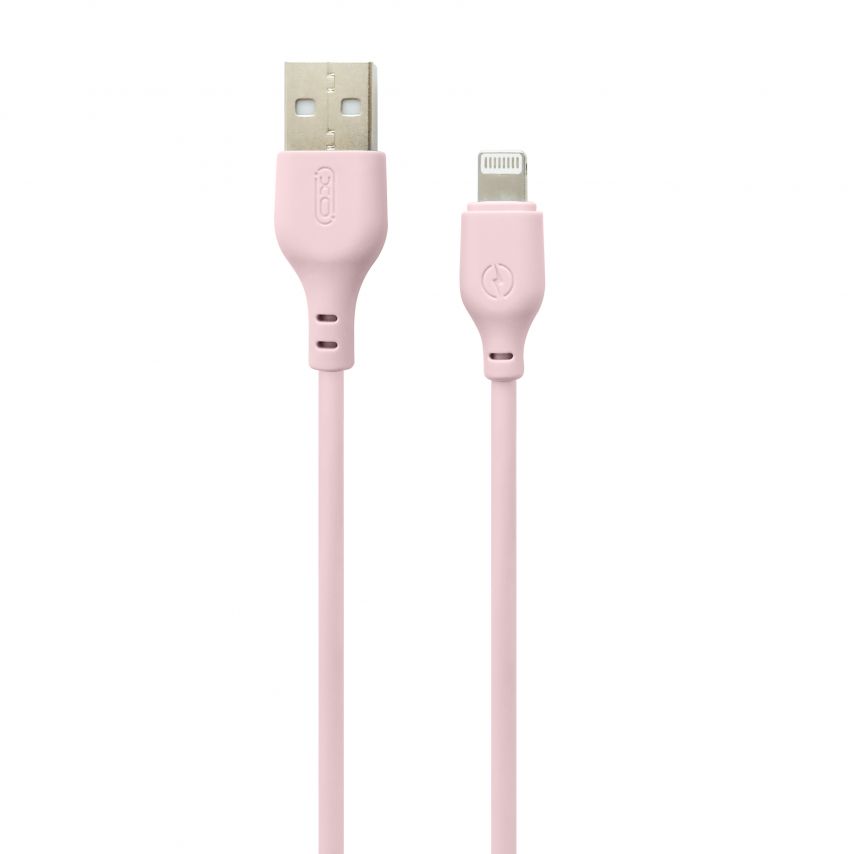 Мережевий зарядний пристрій (адаптер) 2в1 XO L157 1USB/QC3.0/18W + Data Cable USB to Lightning pink