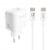 Сетевое зарядное устройство (адаптер) 2в1 XO L136 PD_20W + Data Cable Type-C to Type-C white