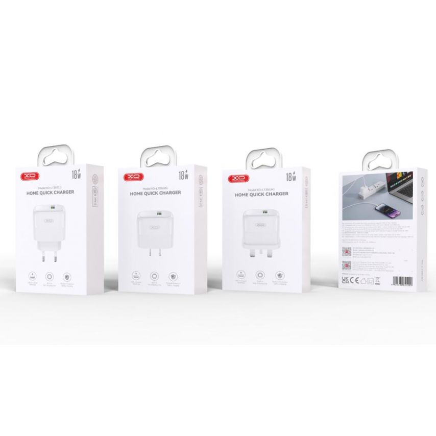 Сетевое зарядное устройство (адаптер) 2в1 XO L135 1USB / QC3.0 / 18W + Data Cable USB to Micro white