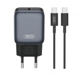 Сетевое зарядное устройство (адаптер) 2в1 XO L153 PD_20W + Data Cable Type-C to Type-C black