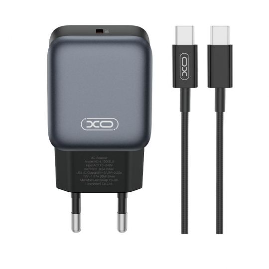 Сетевое зарядное устройство (адаптер) 2в1 XO L153 PD_20W + Data Cable Type-C to Type-C black