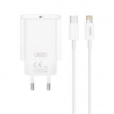 Мережевий зарядний пристрій (адаптер) 2в1 XO CE32 PD_20W + Data Cable Type-C to Lightning white