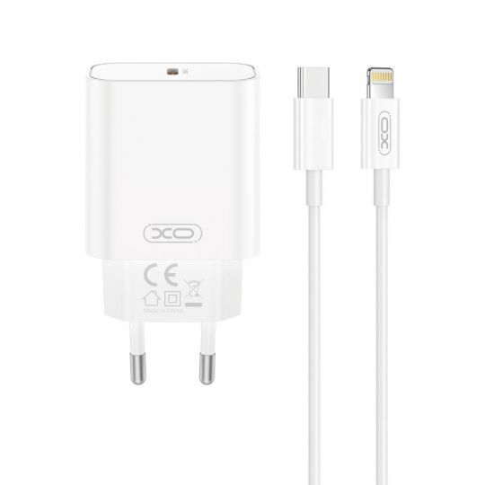 Сетевое зарядное устройство (адаптер) 2в1 XO CE32 PD_20W + Data Cable Type-C to Lightning white - купить за 265.80 грн в Киеве, Украине