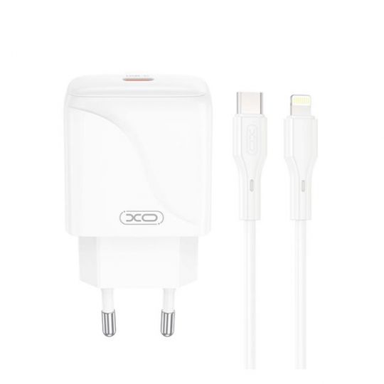 Мережевий зарядний пристрій (адаптер) 2в1 XO L141 PD_20W + Data Cable Type-C to Lightning white - купити за 225.50 грн у Києві, Україні