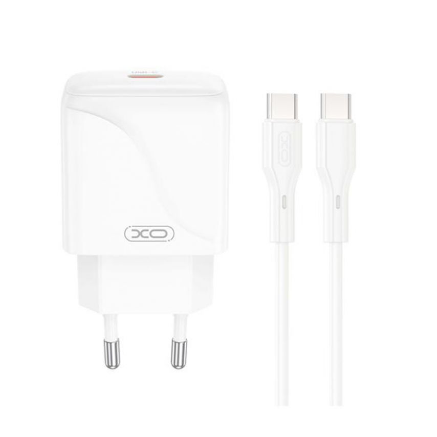 Сетевое зарядное устройство (адаптер) 2в1 XO L141 PD_20W + Data Cable Type-C to Type-C white