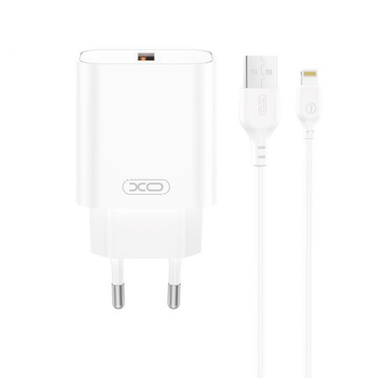 Мережевий зарядний пристрій (адаптер) 2в1 XO CE33 QC_18W + USB to Lightning white - купити за 221.50 грн у Києві, Україні