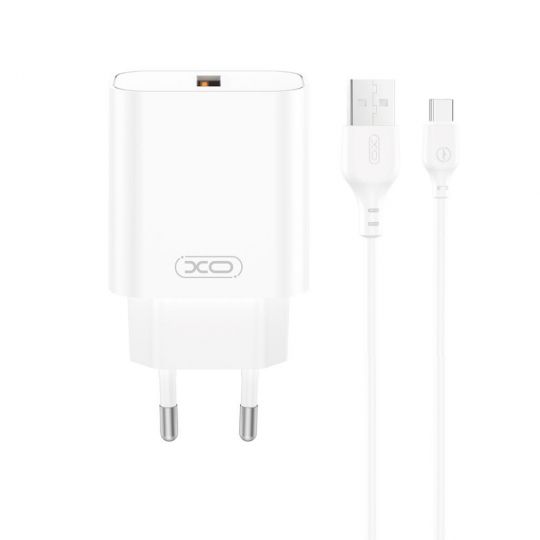 Мережевий зарядний пристрій (адаптер) 2в1 XO CE33 QC_18W + USB to Type-C white - купити за 212.64 грн у Києві, Україні