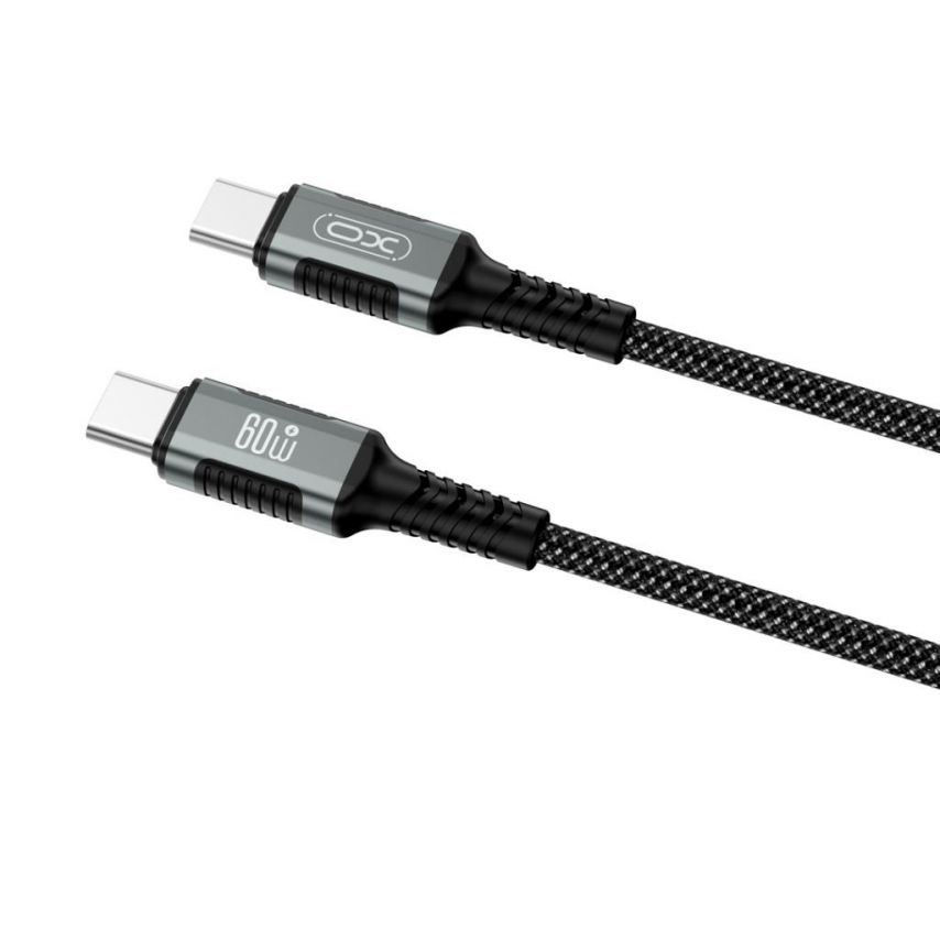 Кабель USB XO NB-Q267 60W Type-C to Type-C плетеный на магнитах black