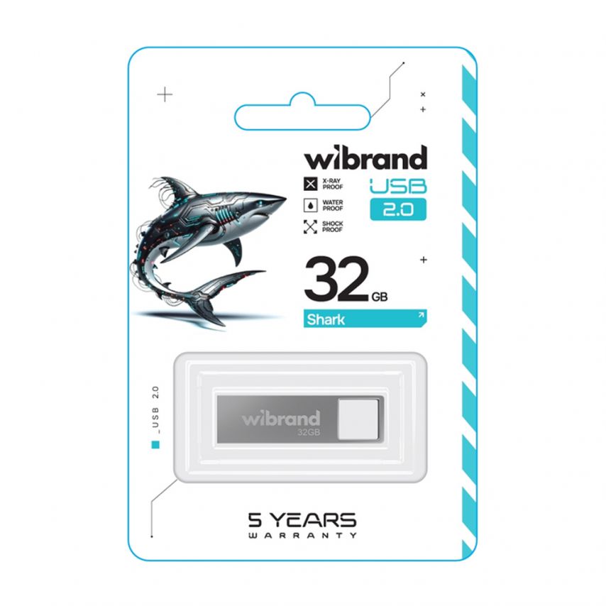 Флеш-пам'ять USB Wibrand Shark 32GB USB 2.0 silver