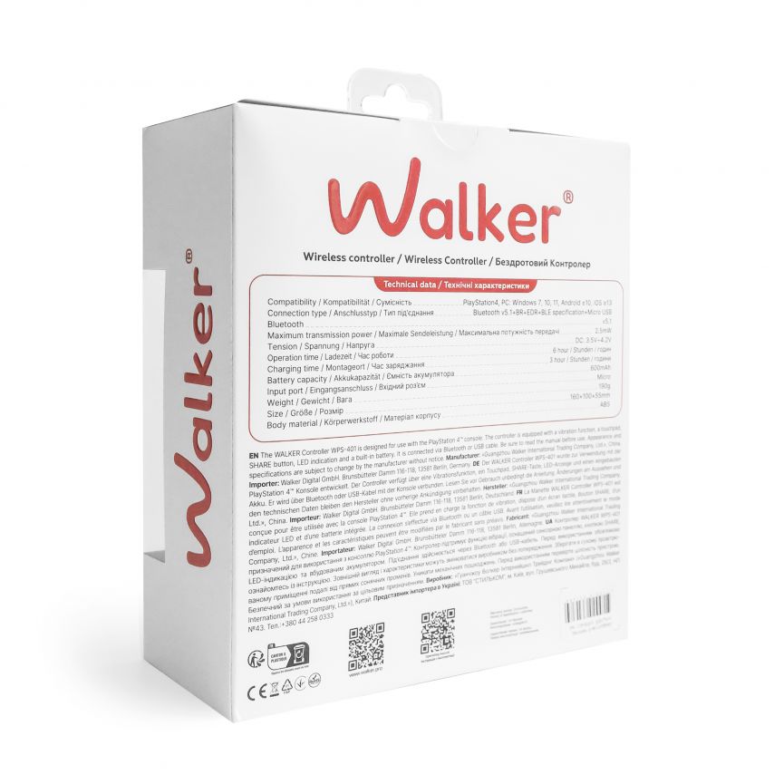 Бездротовий геймпад WALKER WPS-401 red