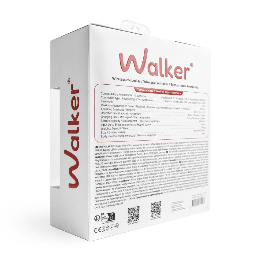 Беспроводной геймпад WALKER WPS-401 transparent