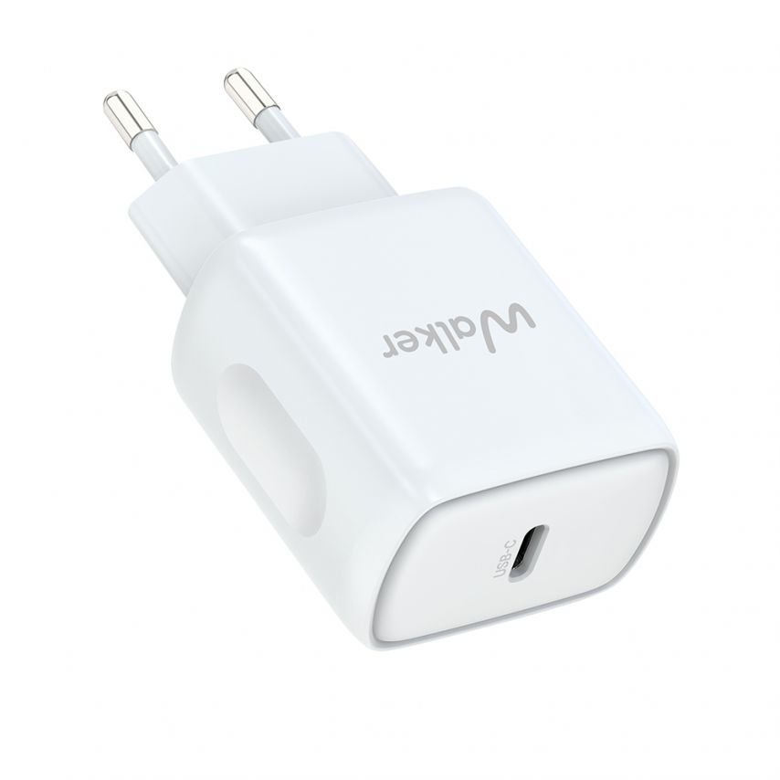 Мережевий зарядний пристрій (адаптер) 2в1 WALKER WH-64 PD_25W + Data Cable Type-C to Type-C white