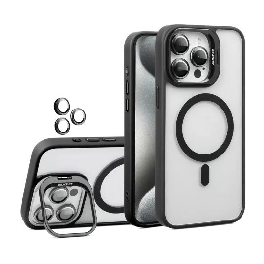 Чехол с функцией MagSafe для Apple iPhone 17 Pro Max с подставкой и защитой для камер black (03) - купить за 354.40 грн в Киеве, Украине