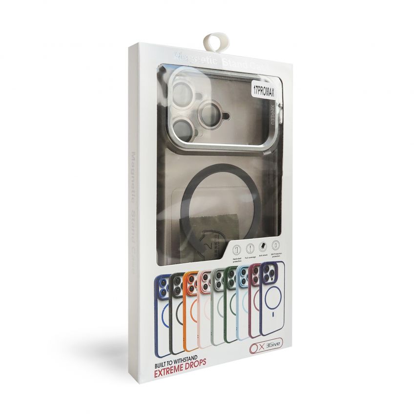 Чехол с функцией MagSafe для Apple iPhone 17 Pro Max с подставкой и защитой для камер light grey (06)