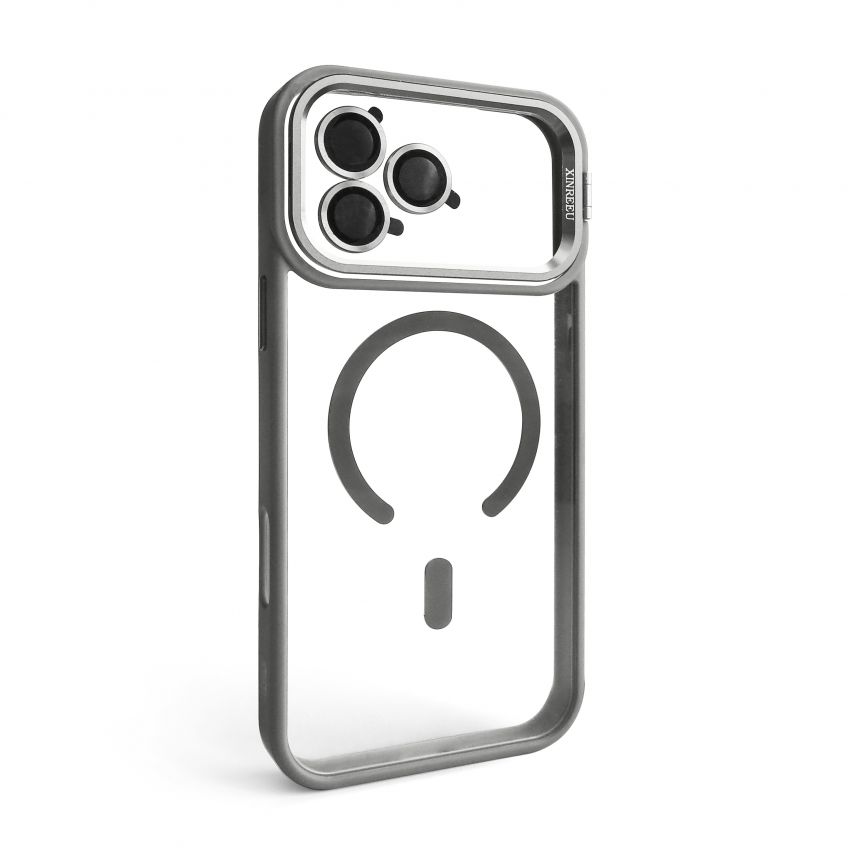 Чехол с функцией MagSafe для Apple iPhone 17 Pro Max с подставкой и защитой для камер light grey (06)