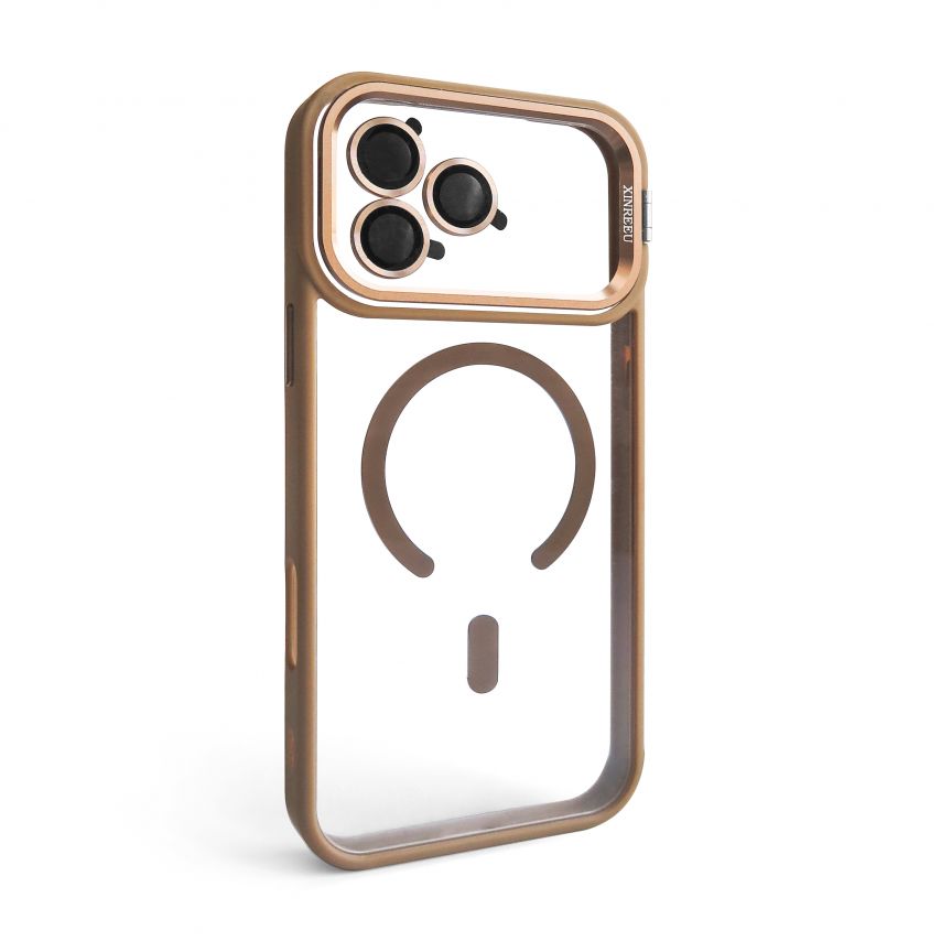 Чехол с функцией MagSafe для Apple iPhone 17 Pro Max с подставкой и защитой для камер gold brown (09)