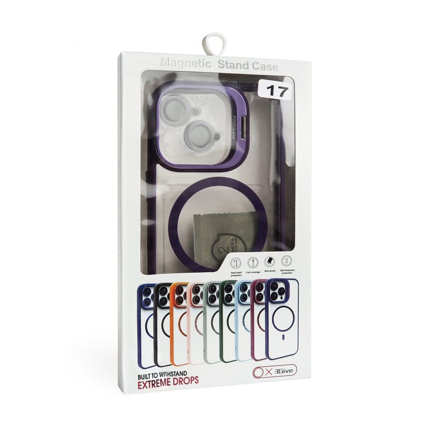Чехол с функцией MagSafe для Apple iPhone 17 с подставкой и защитой для камер violet (02)