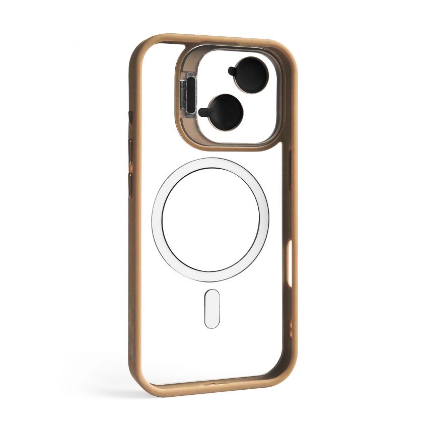 Чохол з функцією MagSafe для Apple iPhone 17 з підставкою та захистом для камер gold brown (09)