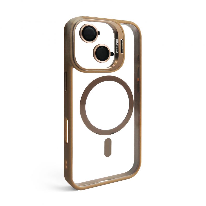 Чохол з функцією MagSafe для Apple iPhone 17 з підставкою та захистом для камер gold brown (09)