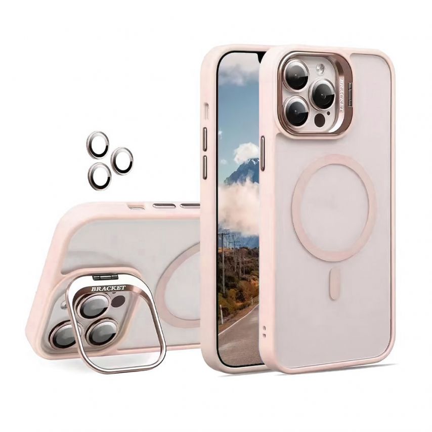 Чохол з функцією MagSafe для Apple iPhone 17 з підставкою та захистом для камер pink (10)