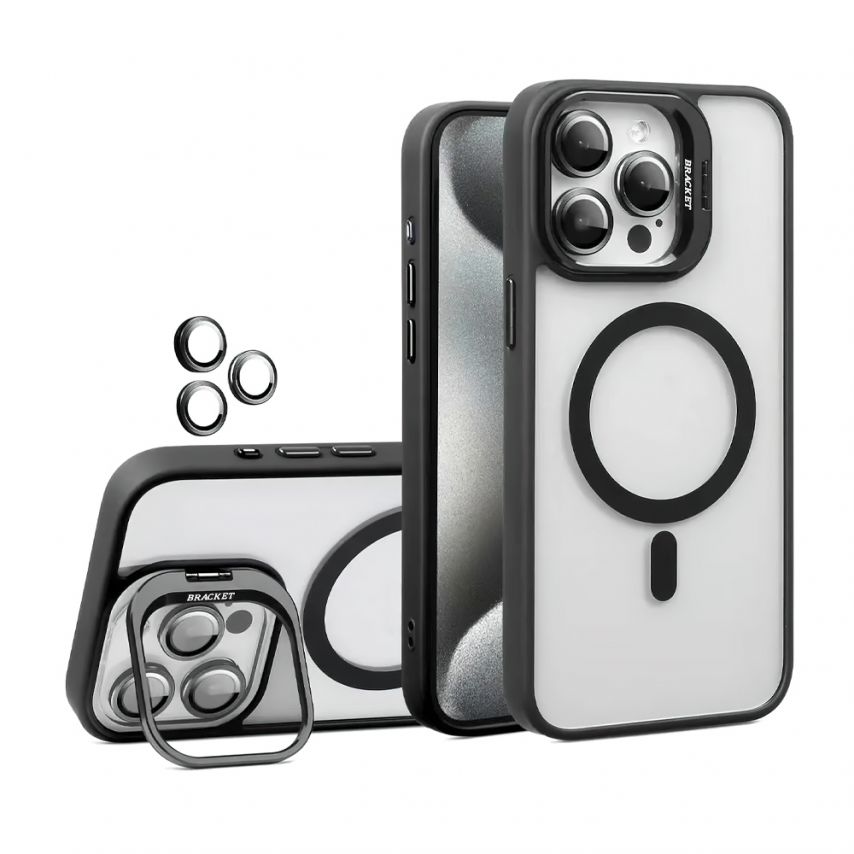 Чохол з функцією MagSafe для Apple iPhone 17 Pro з підставкою та захистом для камер black (03)