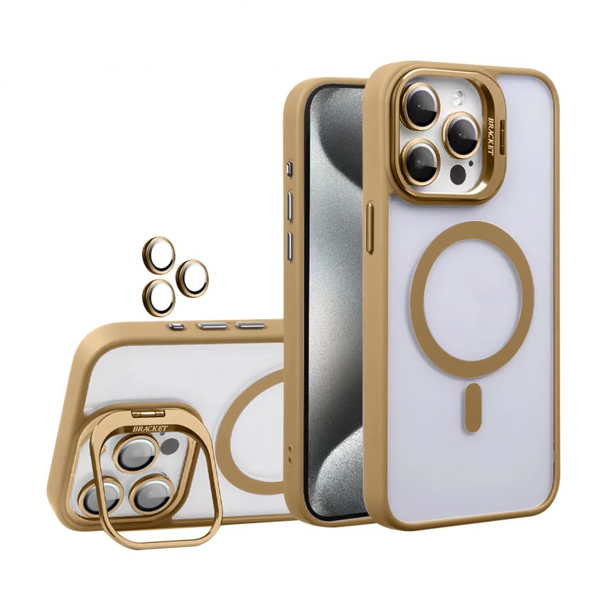Чохол з функцією MagSafe для Apple iPhone 17 Pro з підставкою та захистом для камер gold brown (09)