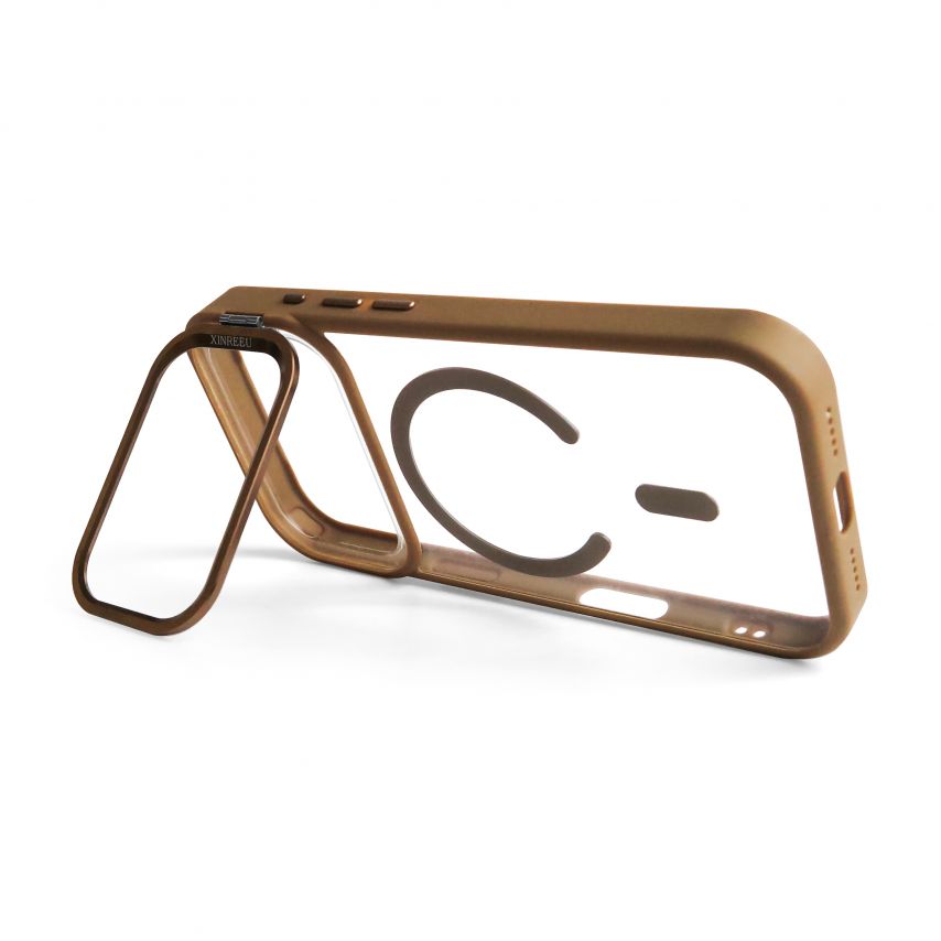 Чохол з функцією MagSafe для Apple iPhone 17 Pro з підставкою та захистом для камер gold brown (09)