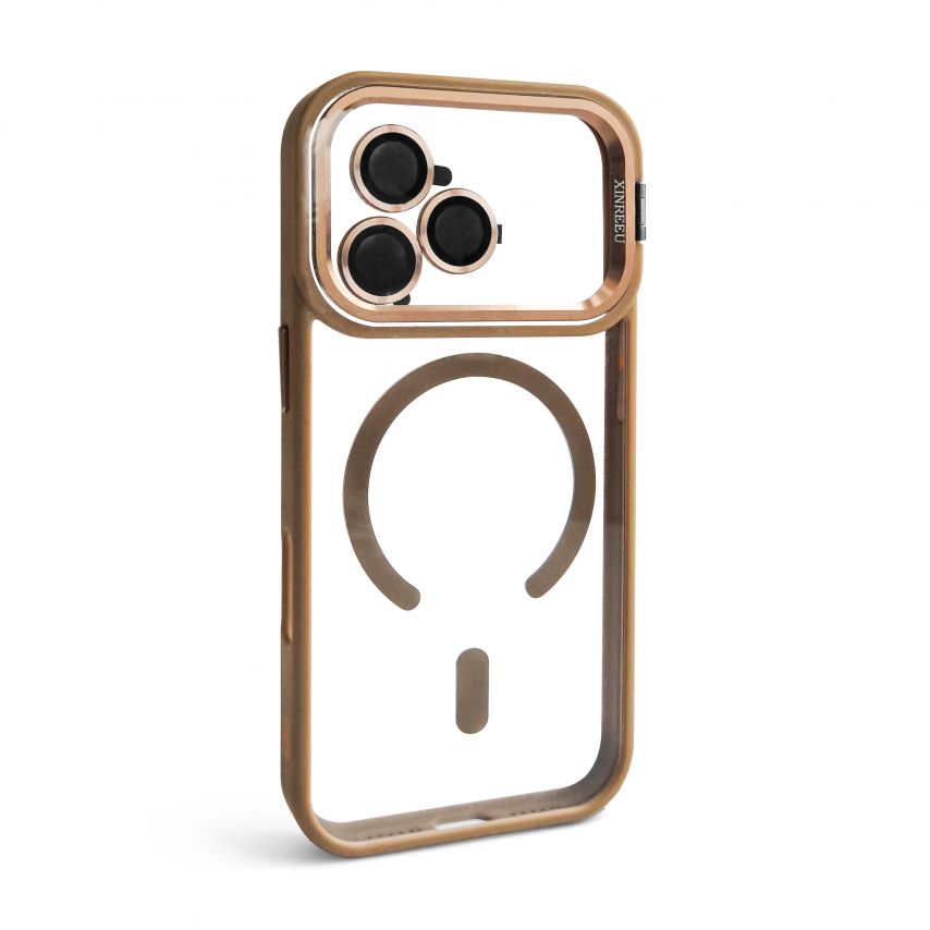 Чохол з функцією MagSafe для Apple iPhone 17 Pro з підставкою та захистом для камер gold brown (09)