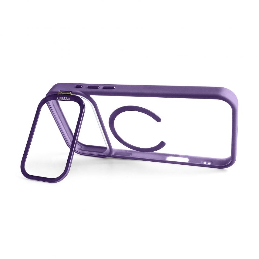 Чехол с функцией MagSafe для Apple iPhone 17 Pro Max с подставкой и защитой для камер violet (02)