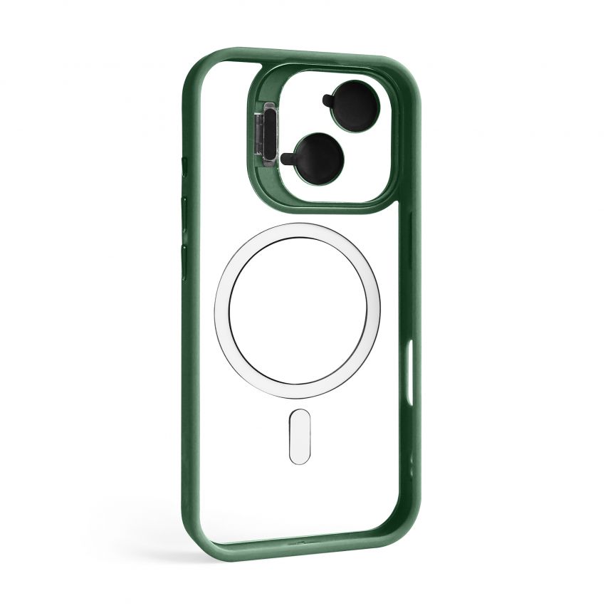 Чохол з функцією MagSafe для Apple iPhone 17 з підставкою та захистом для камер green (01)