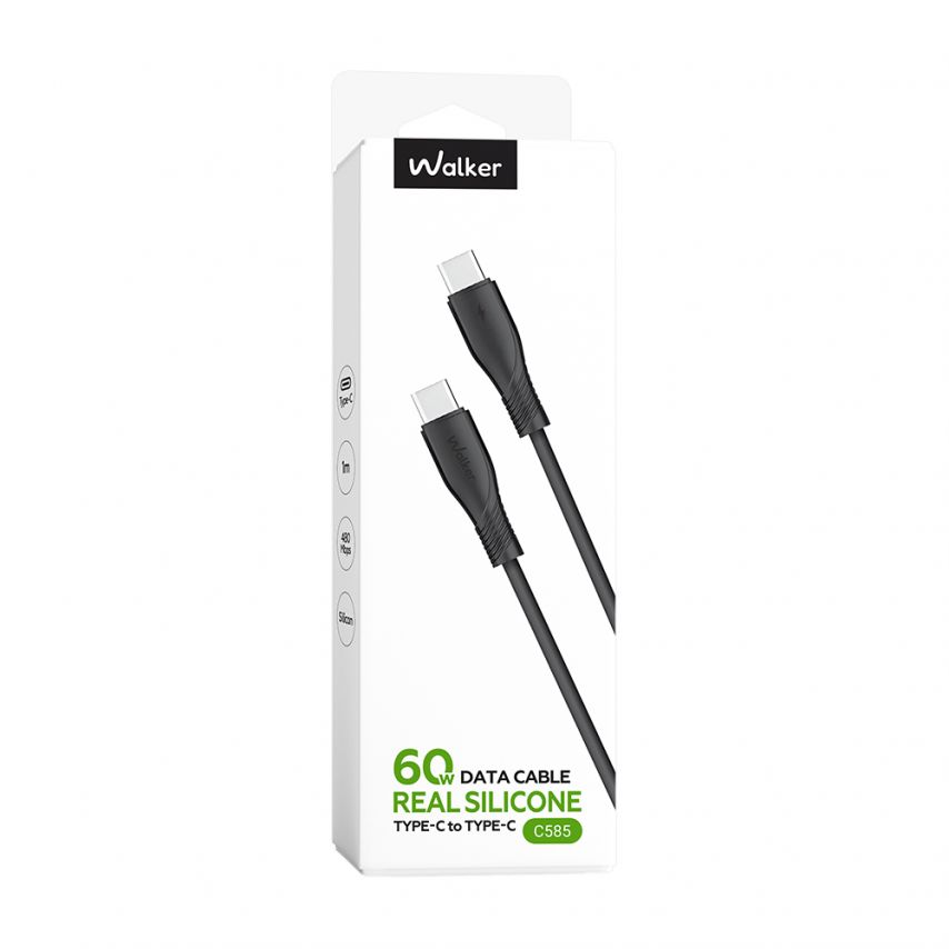 Кабель USB WALKER C585 Type-C to Type-C 60W 1m black