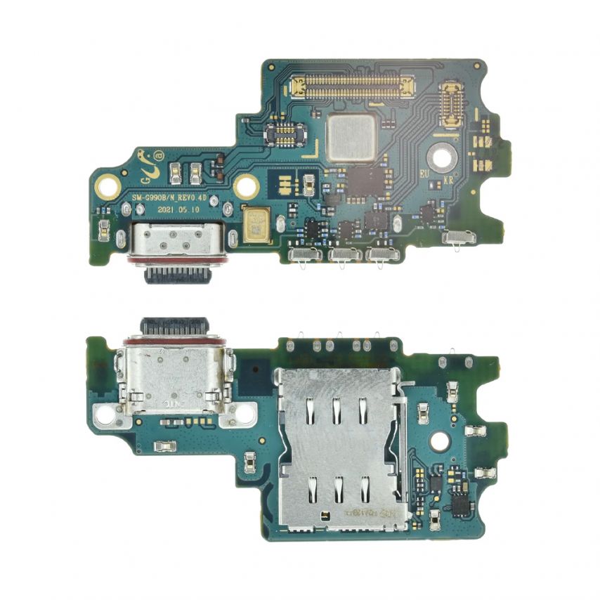 Шлейф (нижня плата) для Samsung Galaxy S21 FE 5G/G990B (2022) з роз'ємом зарядки, Sim-карти та мікрофоном High Quality