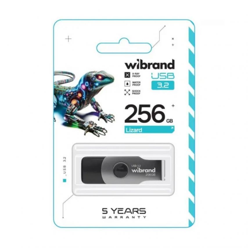 Флэш-память USB Wibrand Lizard 256GB USB 3.2 Gen 1 black