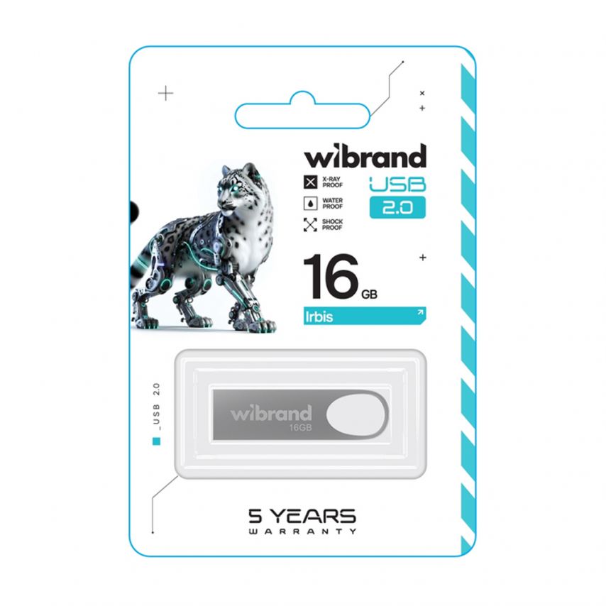 Флеш-пам'ять USB Wibrand Irbis 16GB USB 2.0 silver