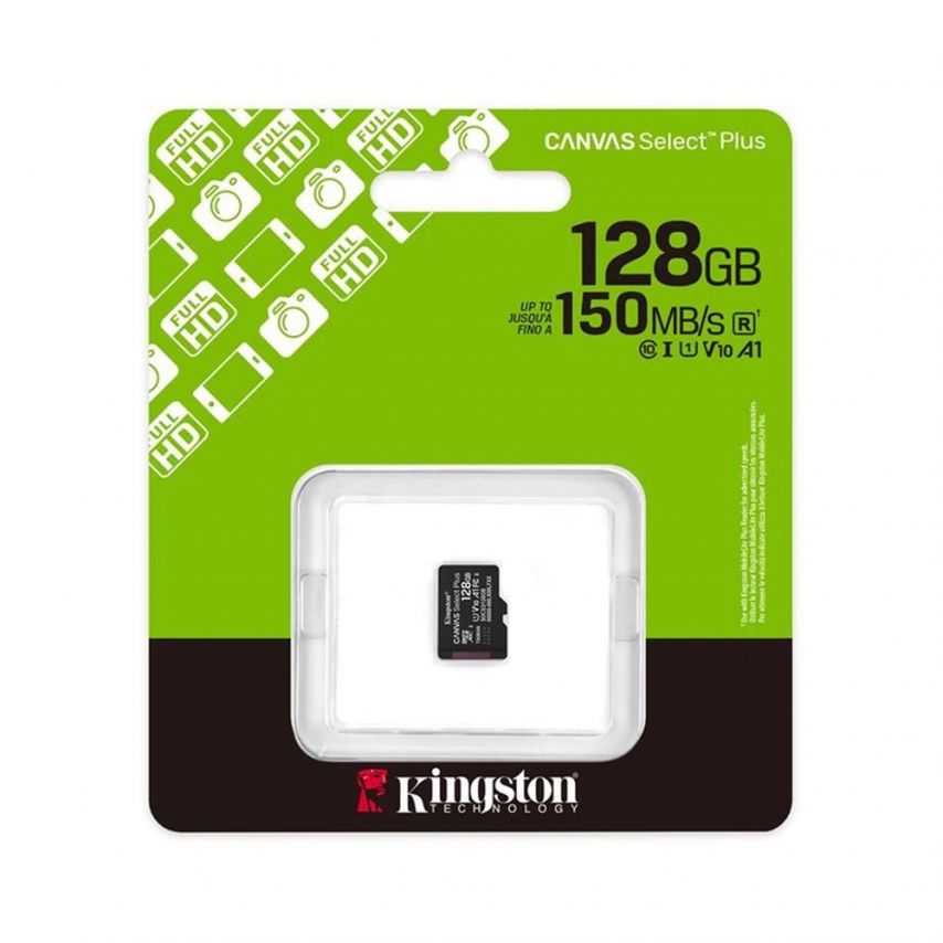 Карта пам'яті Kingston Canvas Select Plus MicroSDXC 128GB Class 10 UHS-I R150MB/s (SDCS2/128GBSP)