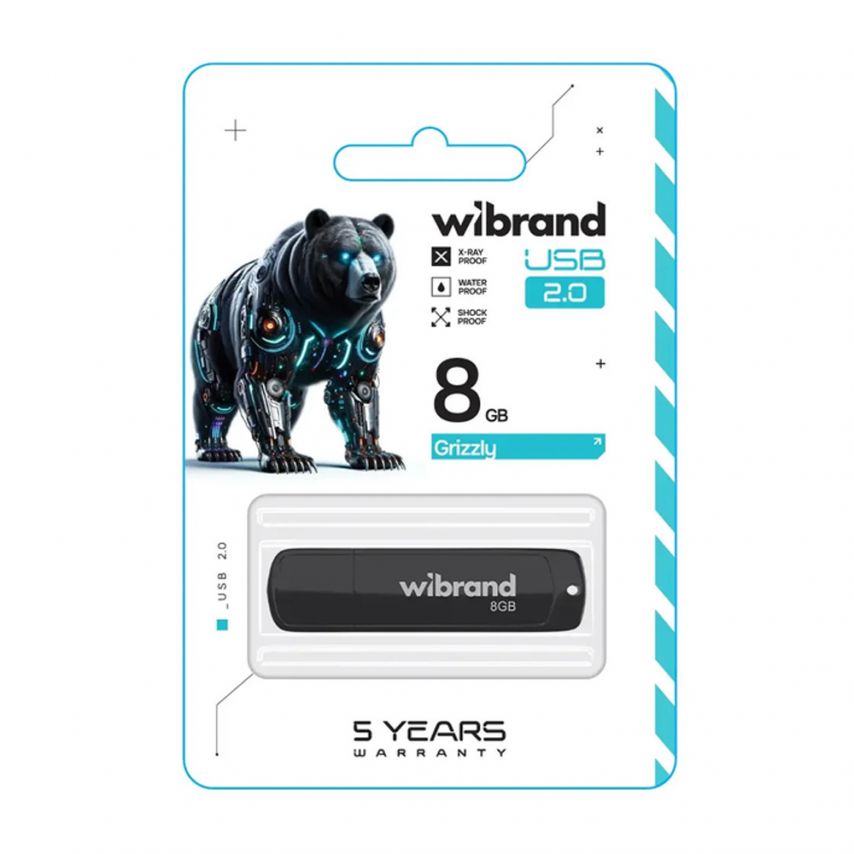 Флеш-пам'ять USB Wibrand Grizzly 8GB USB 2.0 black