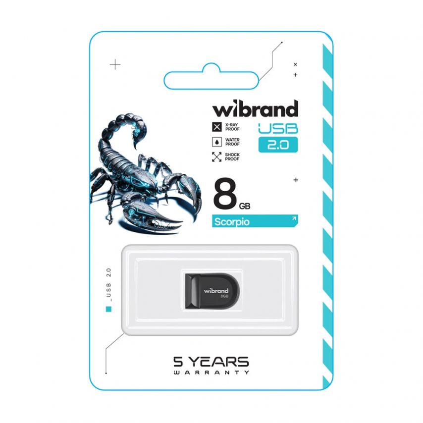Флеш-пам'ять USB Wibrand Scorpio 8GB USB 2.0 black