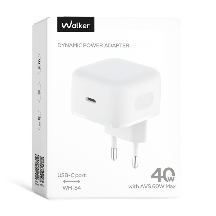 Сетевое зарядное устройство (адаптер) WALKER WH-84 PD_40W Dynamic Power white