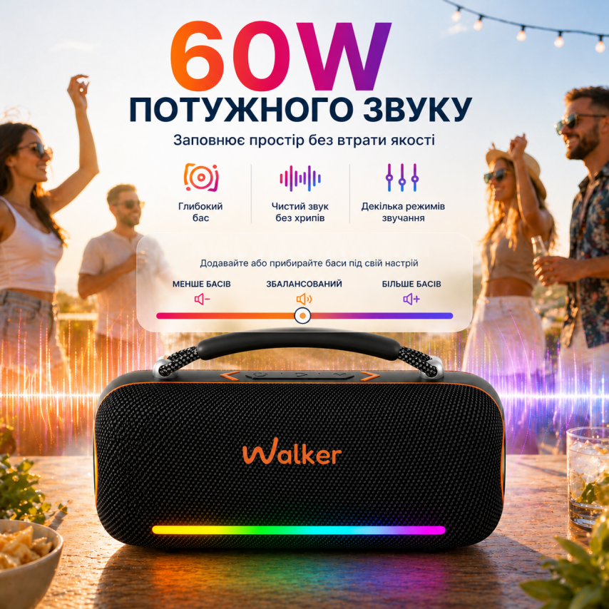 Портативная колонка WALKER WSP-750 60W